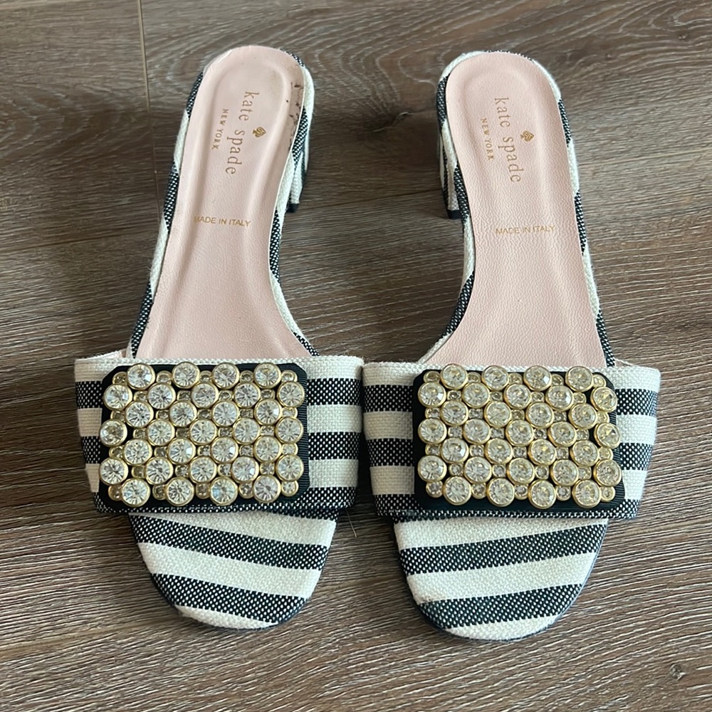 Kate Spade Black and White Striped Sandals